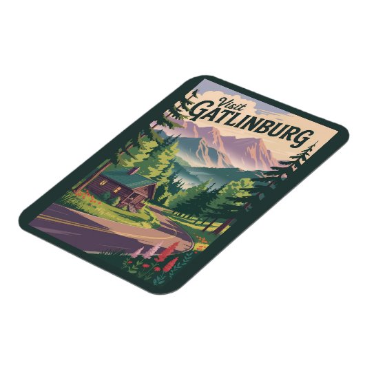 ガトリンバーグテネシーキャビントラベルアートヴィンテージ マグネット (左側)