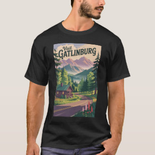 ガトリンバーグテネシーキャビントラベルアートヴィンテージ Tシャツ