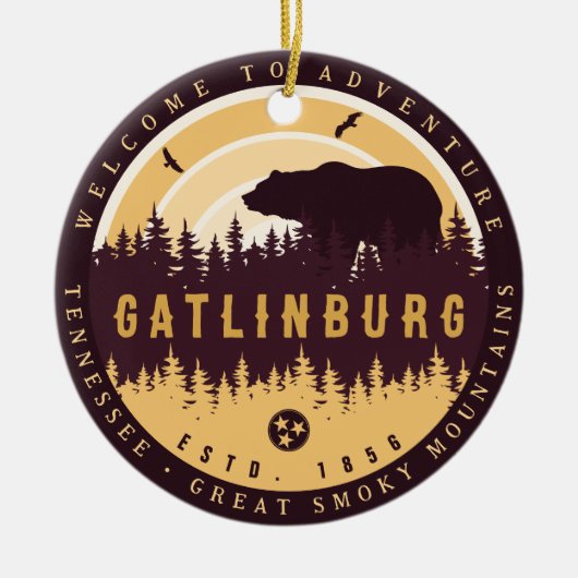 ガトリンバーグテネシーベアーパインツリーズ自然 セラミックオーナメント (正面)