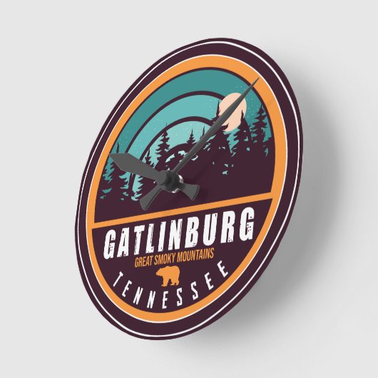 ガトリンバーグテネシー熊スモークマウンテン ラウンド壁時計 (傾斜)