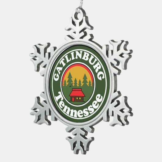 ガトリンバーグテネシー素晴らしスモーキーマウンテンズスモッキー スノーフレークピューターオーナメント (右)