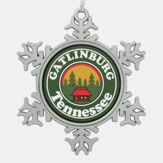 ガトリンバーグテネシー素晴らしスモーキーマウンテンズスモッキー スノーフレークピューターオーナメント (正面)