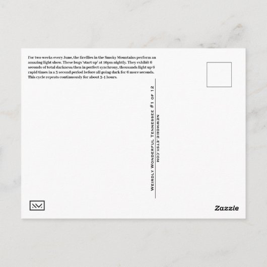 ガトリンバーグテネシー葉書TN ポストカード (裏面)