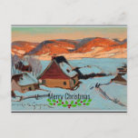 ガニョン – トワイライト、ケベックの冬 – クリスマス ポストカード<br><div class="desc">カナダのアーティストClarence Gagnonによる素晴らしアート絵画のTwilight、Winter in Quebec。メリークリスマス!</div>