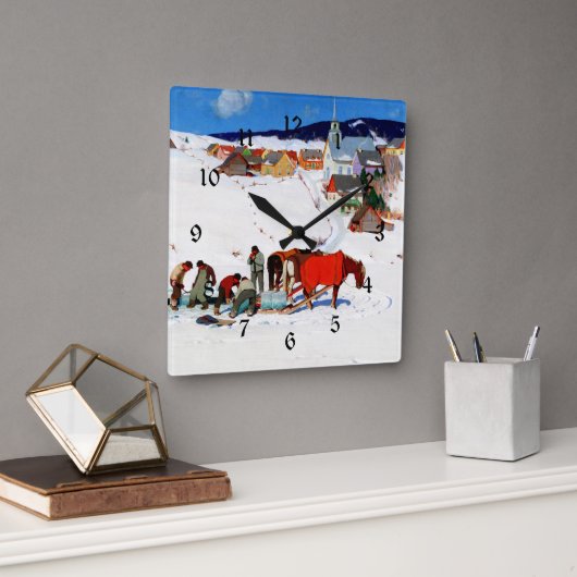 ガニョン – 氷の収穫 スクエア壁時計 (オフィス)