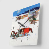 ガニョン – 氷の収穫 スクエア壁時計 (傾斜)