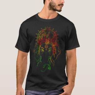 ガネシャヒンズー教神霊性ヨガサイケデリックバ Tシャツ