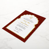 ガネシュエレガントインディアン結婚ズ赤と金ゴールドI 箔招待状 (回転した状態)