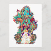 ガネシュエレファントゴッドカラフルペイズリー ポストカード (正面)