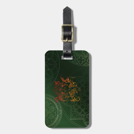 ガネッシュエレファントマンダラオレンジグリーンヨガアジア ラゲッジタグ (正面縦)