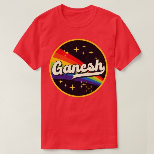 ガネッシュレインボーイン宇宙ヴィンテージスタイル Tシャツ (デザイン正面)
