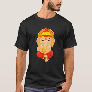 ガネッシュ記号ヨガのヒンドゥー教徒の男性の女性キッドヒンズー教のメディア Tシャツ