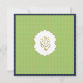 ガネーシエレガント金ゴールドとグリーンインディアン結婚ズ 招待状 (正面)