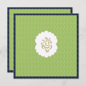 ガネーシエレガント金ゴールドとグリーンインディアン結婚ズ 招待状 (正面/裏面)