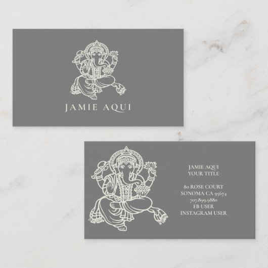ガネーシャまたはガネーシャ知恵と成功の神 名刺 (正面/裏面)