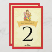 ガネーシャインディアン結婚のテーブル番号 招待状 (正面/裏面)