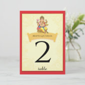 ガネーシャインディアン結婚のテーブル番号 招待状 (スタンド正面)