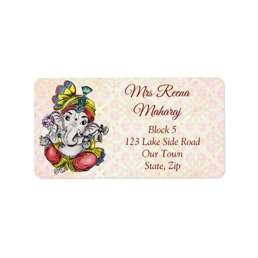 ガネーシャ・インディアンロータス模様 ラベル (正面)