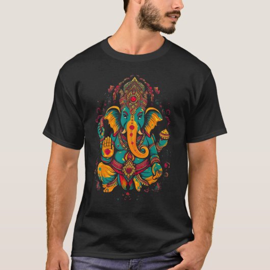 ガネーシャ・ヒンドゥー神話ヒンドゥー教 Tシャツ (正面)