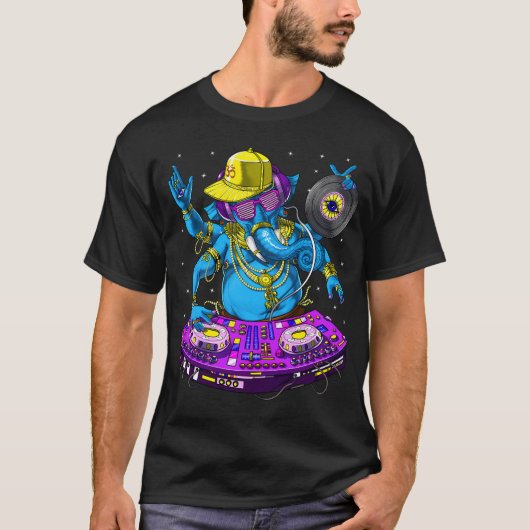 ガネーシャ ミュージック DJ Tシャツ (正面)