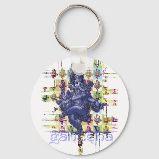 ガネーシャ |独自の背景を作成する キーホルダー (正面)
