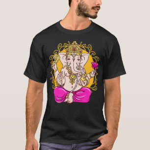 ガネーシュのシンボルYoga Hindo神ガネーシャ男性の女性がMed Tシャツ