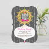 ガネーシュの誕生日パーティー 5" x 7" 招待状 (スタンド正面)