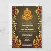 ガネーシュ金ゴールドグリーンインディアン伝統的ヒンズー教 招待状 (正面)
