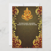 ガネーシュ金ゴールドグリーンインディアン伝統的ヒンズー教 招待状 (裏面)