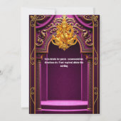 ガネーシュ金ゴールドパープルインディアン寺アーチヒンズー教 招待状 (裏面)