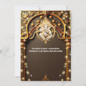 ガネーシュ金ゴールド伝統的インディアンヒンズー灯 招待状 (裏面)