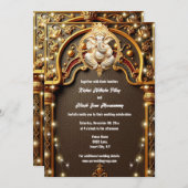 ガネーシュ金ゴールド伝統的インディアンヒンズー灯 招待状 (正面/裏面)