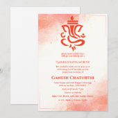 ガネーシュ・チャトゥルティ・プージャ　シンドール　赤 招待状 (正面/裏面)