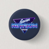 ガビン・ニューサム 2028 大統領選 レトロ 80s 缶バッジ (正面)