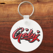 ガビー赤いハートグラフティシュリュッセランナーガー キーホルダー (正面)