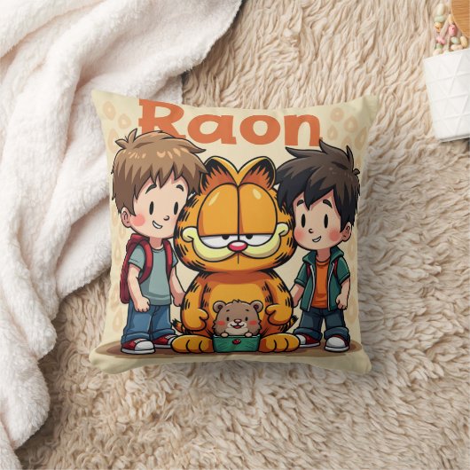 ガフィールドと男の子の枕 クッション (ブランケット)