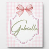 ガブリエラパーソナライズされたベビーガール子供部屋ボウ フォトプラーク (正面)
