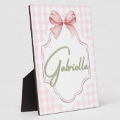 ガブリエラパーソナライズされたベビーガール子供部屋ボウ フォトプラーク (側面)