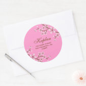 ガブリエラ3"ピンクフラッズラウンド住所 シール (封筒)