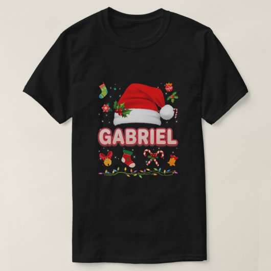 ガブリエルサンタクロース帽子家族メリークリスマスゼマ Tシャツ (デザイン正面)