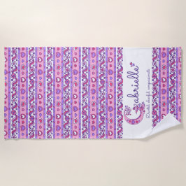 ガブリエル名フラワー·ピンク·タオルのハートを意味する ビーチタオル