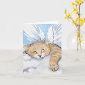 ガブリエル、エンジェル・キャット・イン・ク絵画ラウズ・ノート・カード カード (黄色い花)