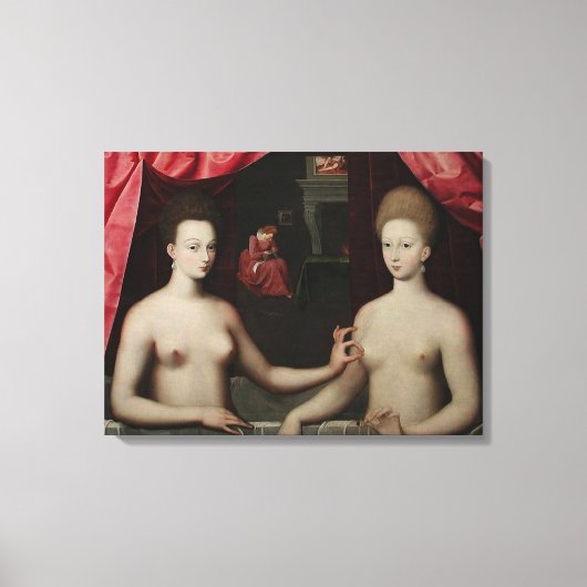 ガブリエル・デストレと彼女の姉妹の一人 キャンバスプリント (正面)