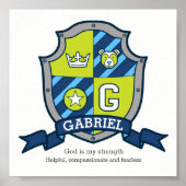 ガブリエル 男子の名前 ヘルアルディック クマの紋章 ポスター (正面)