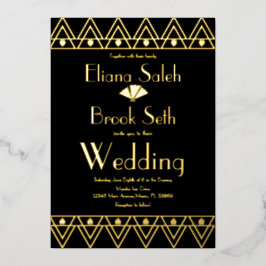 ガブリス縁どハート結婚金ゴールド 箔招待状