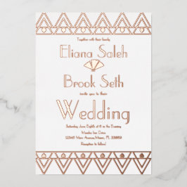 ガブリス縁どハート結婚金ゴールド 箔招待状