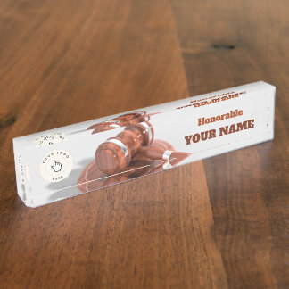 ガベルデスクの名誉プレート デスクネームプレート