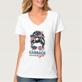 ガベージガールメッシーバンアメリカン国旗のトランプ2024 Tシャツ