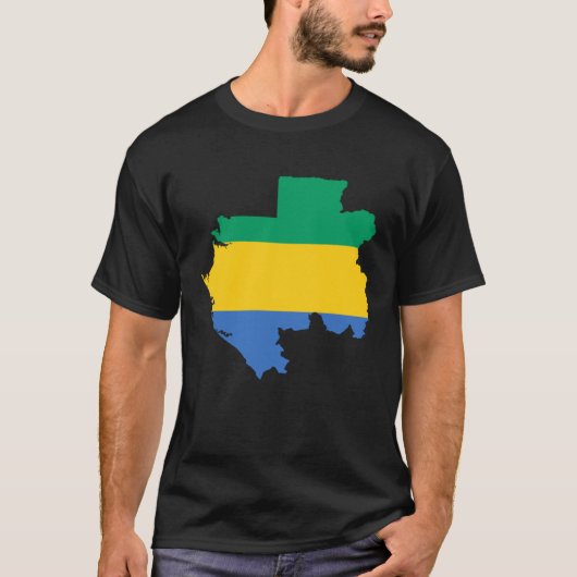 ガボンの国旗の地図 Tシャツ (正面)