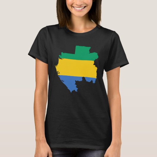 ガボンの国旗の地図 Tシャツ (正面)